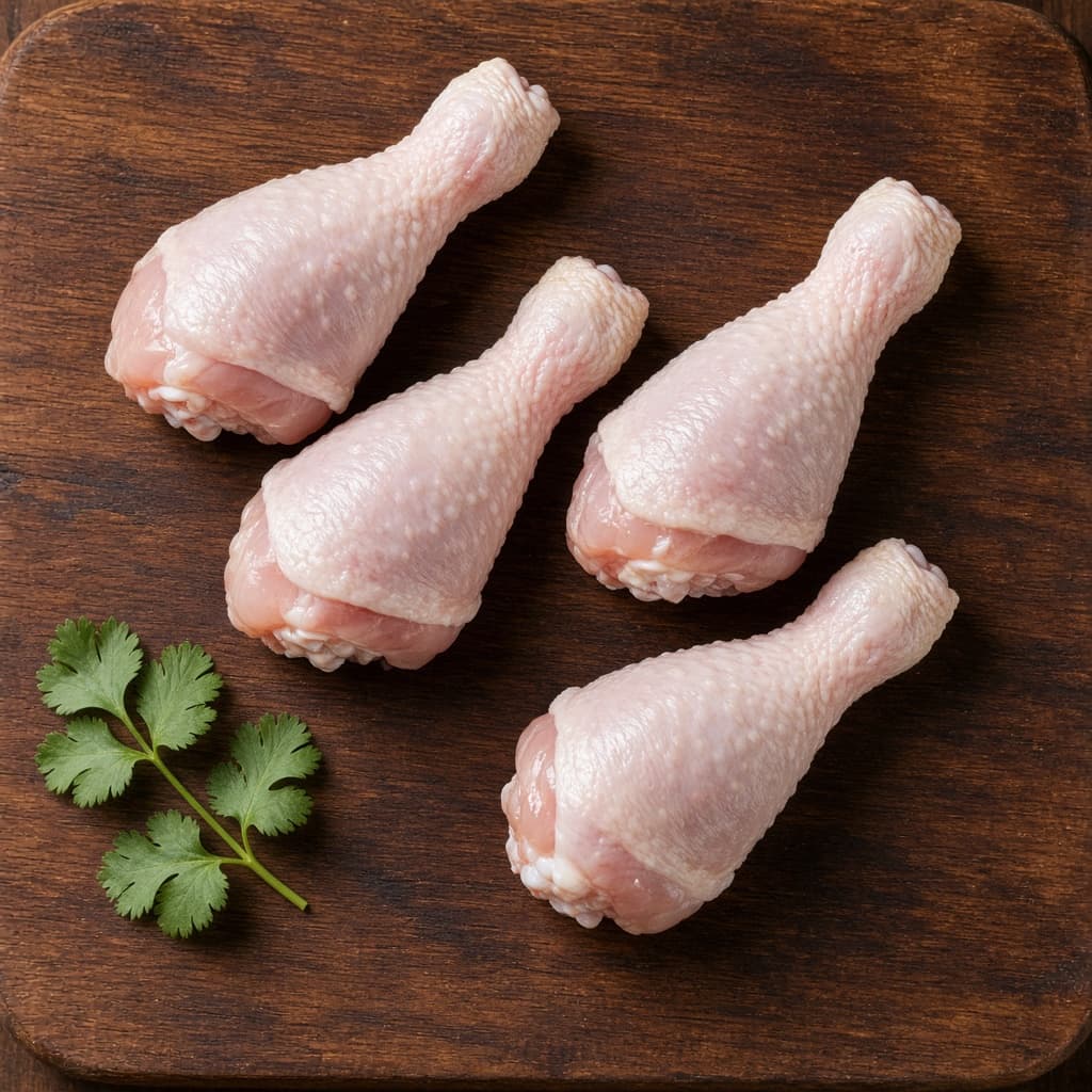 Raw chicken drumsticks